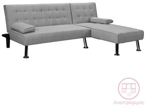 Γωνιακός καναπές-κρεβάτι αναστρέψιμος Brisk γκρι ύφασμα 200x146x75εκ 200x146x75 εκ.