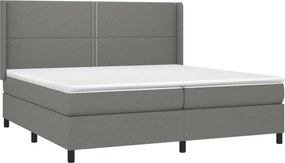 vidaXL Κρεβάτι Boxspring με Στρώμα Σκούρο Γκρι 200x200 εκ. Υφασμάτινο