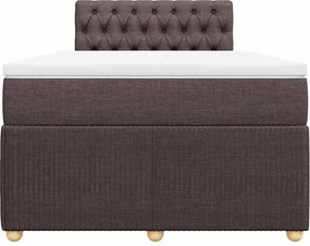 vidaXL Κρεβάτι Boxspring με Στρώμα Σκούρο Καφέ 120x190 εκ Υφασμάτινο
