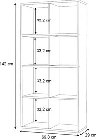 Βιβλιοθήκη Anser Megapap χρώμα λευκό 69,8x29x142εκ.