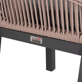 Καρέκλα HOWARD C5547.12 Αλουμίνιο Ανθρακί με Σχοινί και Μαξιλάρι Μπέζ 55,5x60x84,5Υ εκ. 4αδα 55.5x60x84.5 εκ.