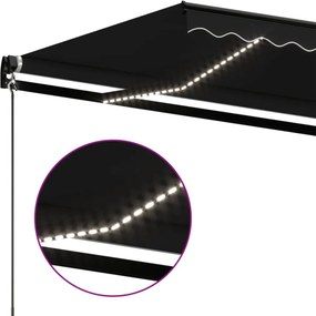 vidaXL Τέντα Συρόμενη Χειροκίνητη με LED Ανθρακί 450 x 350 εκ.
