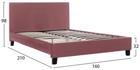 Κρεβάτι Becca Από Βελούδο Σάπιο Μήλο Για Στρώμα 150x200 Ek.