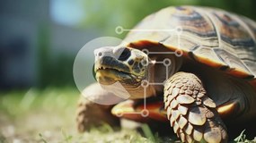 Σετ των 2 Intra Συλλεκτικό Ξύλινο Παζλ Plywood 4mm - Χελώνα που κάθεται στο γρασίδι στον κήπο Σε Ξύλινο Κουτί - Διαστάσεις: 10x10 cm – 25 κομμάτια