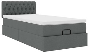 vidaXL Οθωμανικό κρεβάτι με στρώμα σκούρο γκρι 90x190cm ύφασμα