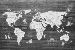 Εικόνα σε ασπρόμαυρο χάρτη από φελλό σε ξύλο - 120x80