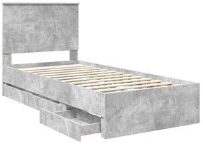 vidaXL Σκελετός Κρεβατιού Σκυρόδεμα Γκρι 90 x 200 cm Μηχανήματος Ξύλο