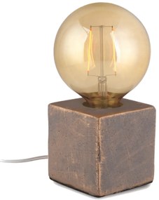 Φωτιστικό Επιτραπέζιο Βάση Μπετού Χρυσό Αντικέ με Γραμμές 10*10*10 cm 1*Ε27 με Φις, Καλώδιο 1,8 m &amp; Διακοπτάκι Enjoy Concrete Cube EL327109