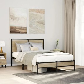 vidaXL Σκελετός Κρεβ. Χωρίς Στρώμα Sonoma Δρυς 120x190 εκ. Μεταλλικό