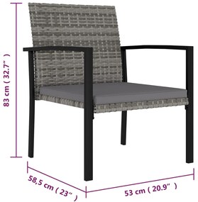 vidaXL Καρέκλες Τραπεζαρίας Κήπου 2 τεμ. Γκρι από Συνθετικό Ρατάν
