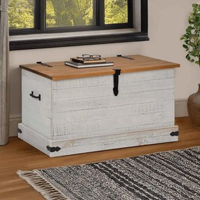 vidaXL Σεντούκι αποθήκευσης HALDEN Λευκό 91x48x47 cm Στερεό ξύλο πεύκο