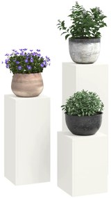 vidaXL Εξωτερικές βάσεις φυτών Pillar 3 pcs Λευκό Ατσάλι