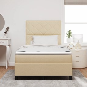 vidaXL Κρεβάτι με Βάση και Στρώμα Κρέμα 120x200 εκ Υφασμάτινο