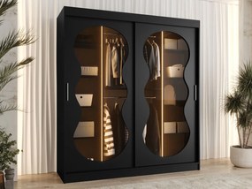 Ντουλάπα Bahrajn III 180 συρόμενη-Μαύρο