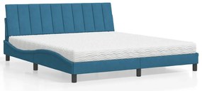 vidaXL Κρεβάτι με Στρώμα Μπλε 180 x 200 εκ. Βελούδινος