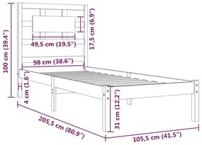 vidaXL Πλαίσιο Κρεβατιού Λευκό 100 x 200 εκ. από Μασίφ Ξύλο Πεύκου