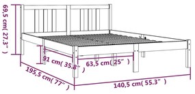 ΠΛΑΙΣΙΟ ΚΡΕΒΑΤΙΟΥ ΜΕΛΙ 135 X 190 ΕΚ. ΜΑΣΙΦ ΞΥΛΟ 4FT6 DOUBLE 814862