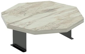 Βοηθητικό τραπεζάκι Linea όψη γκρί μάρμαρο - μαύρα μεταλλικά πόδια Φ34x10 εκ. 34x34x10 εκ.