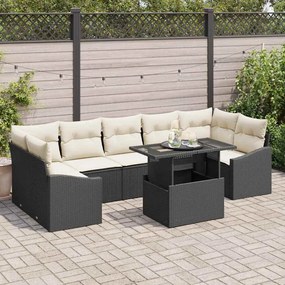 vidaXL Σετ Καναπέ Κήπου με αποθήκευση 8 pcs Μαύρο Πολυ ράταν