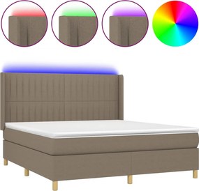 vidaXL Κρεβάτι Boxspring με Στρώμα &amp; LED Taupe 160x200 εκ. Υφασμάτινο