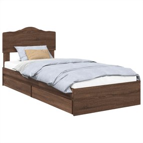 vidaXL Κρεβάτι Αποθήκης Καφέ δρυς 70 x 190 cm Επεξεργασμένο ξύλο