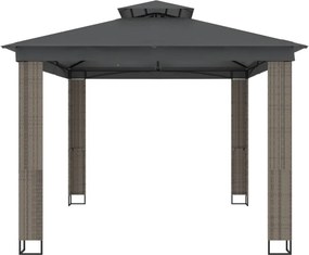 vidaXL Κιόσκι με Διπλή Οροφή Ανθρακί 3,94x2,96 μ. Ατσάλινο