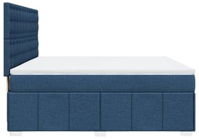 Κρεβάτι Boxspring με Στρώμα Μπλε 180x200 εκ. Υφασμάτινο - Μπλε