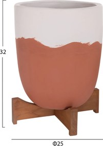 ΓΛΑΣΤΡΕΣ ΣΕΤ 2ΤΜΧ SEON HM4686.08 TERRACOTTA ΣΕ ΛΕΥΚΟ &amp; ΤΕΡΑΚΟΤΑ--TEAK ΒΑΣΗ