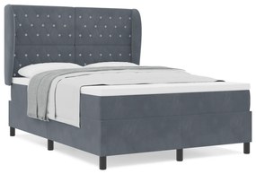 vidaXL Κρεβάτι Box Spring με Στρώμα Σκούρο Γκρι 140x200 εκ. Βελούδο