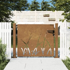 Πύλη Κήπου 105 x 105 εκ. Σχέδιο Γρασίδι από Ατσάλι Corten - Καφέ