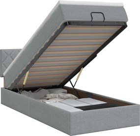 vidaXL Κρεβάτι Ottoman με στρώμα Ανοιχτό γκρι 90 x 190 cm Ύφασμα