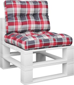 vidaXL Μαξιλάρια Παλέτας 2 τεμ. Γκρι Καρό Υφασμάτινα