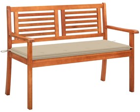 vidaXL Παγκάκι Κήπου Διθέσιο 120 εκ. Μασίφ Ξύλο Ευκαλύπτου με Μαξιλάρι