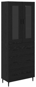 vidaXL Highboard με συρτάρι 2 pcs Μαύρη Οξυά Επεξεργασμένο ξύλο