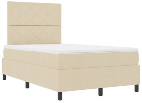 vidaXL Κρεβάτι με Βάση και Στρώμα Κρέμα 120x200 εκ Υφασμάτινο