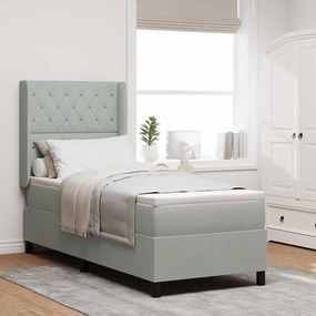 vidaXL Κρεβάτι Box Spring με Στρώμα Ανοιχτό Γκρι 80x200 εκ Βελούδο
