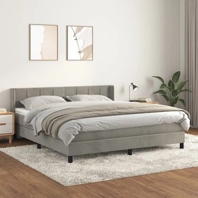 Κρεβάτι Boxspring με Στρώμα Ανοιχτό Γκρι 160x200 εκ. Βελούδινο