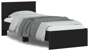 vidaXL Πλαίσιο Κρεβατιού με Κεφαλάρι &amp; λυχνίες LED Μαύρο 75 x 190 εκ.