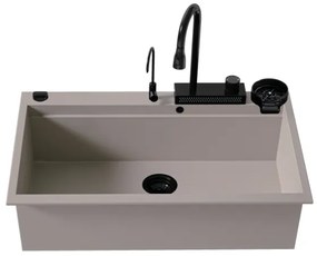 Sanitec Ultra Granite 850 Quartz Multi Ένθετος Γρανιτένιος Νεροχύτης 79Χ50cm Sienna (Black accessories)