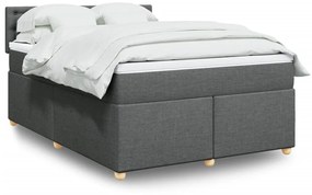 vidaXL Κρεβάτι Boxspring με Στρώμα Σκούρο Γκρι 140x200 εκ Υφασμάτινο