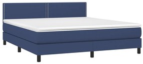 vidaXL Κρεβάτι Boxspring με Στρώμα Μπλε 180x200 εκ. Υφασμάτινο