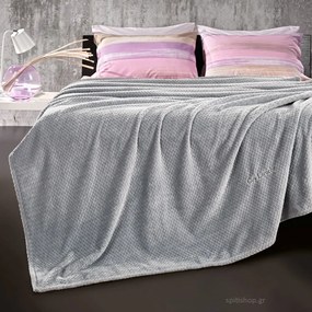 Κουβέρτα Fleece Μονή (160x220) + Διακοσμητική Μαξιλαροθήκη (Σετ) Guy Laroche Rombus Silver