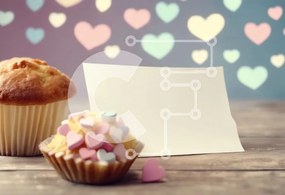 Σετ των 2 Intra Συλλεκτικό Ξύλινο Παζλ Plywood  4mm - Muffin και Cupcake με καρδιές και ψεκασμούς Σε Ξύλινο Κουτί - Διαστάσεις: 10x10 cm – 25 κομμάτια