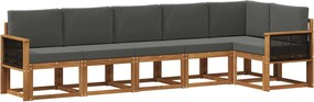 vidaXL Σειρά Καναπέ Εξωτερικού 6 pcs Φυσικό και Ανθρακί Πολυεστέρας