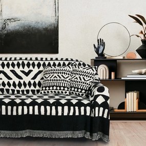 Ριχτάρι 0277 Black-Cream Das Home Three-Seater 180x300cm Chenille