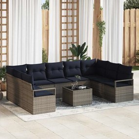 vidaXL Σετ Καναπέ με μαξιλάρι 10 pcs Γκρι συνθετικό ρατάν