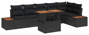 vidaXL Σετ Καναπέ Κήπου με αποθήκευση 7 pcs Μαύρο Πολυ ράταν
