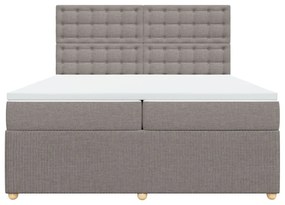 vidaXL Κρεβάτι Boxspring με Στρώμα Taupe 200x200 εκ. Υφασμάτινο