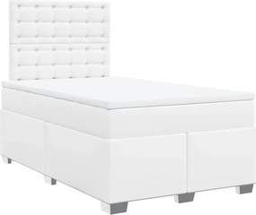 vidaXL Κρεβάτι Boxspring με Στρώμα Λευκό 120x200εκ.από Συνθετικό Δέρμα