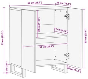 Ντουλάπι 60 x 34 x 75 εκ. από Μασίφ Ξύλο Ακακίας - Πολύχρωμο